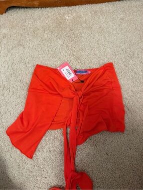 Edikted Bright Orange Tie-Front Crop Top